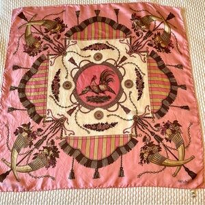 Vintage Sevini silk scarf, made in West Germany, square, romantic pink & white